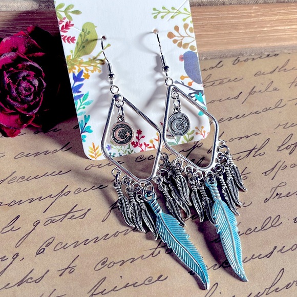 gypsy and luna creations Jewelry - Handmade Patina Celestial Boho Earrings